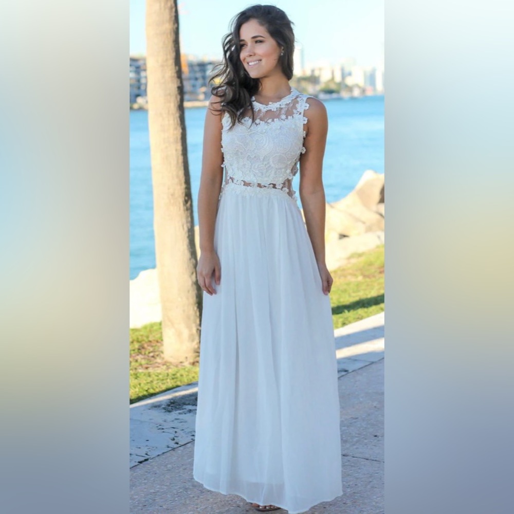 NWOT Ivory Lace Top Maxi Dress - Medium/Ivory by SAVED BY THE DRESS